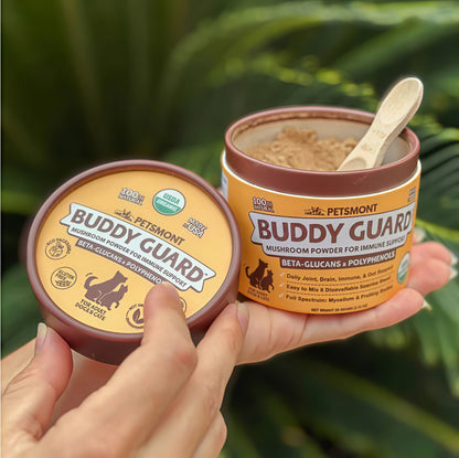 Petsmont Buddy Guard for Lumps and Bumps, Lipoma for Dogs & Cats, Patent Pending Organic 8 Mushroom Powder Blend Natural Dog Probiotic & Immune Support Chaga, Reishi, Lion's Mane, Turkey Tail Mushroom